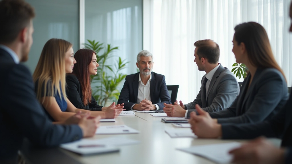 Сотрудники энергетической компании проводят совещание в офисе