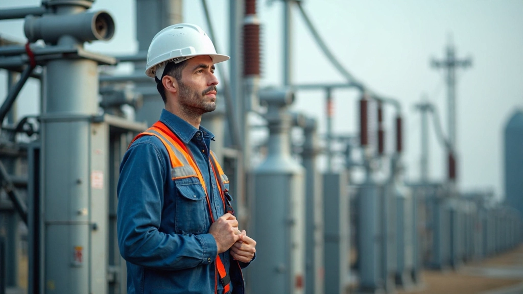 Современная энергетическая станция с высоковольтными линиями электропередачи в Казахстане