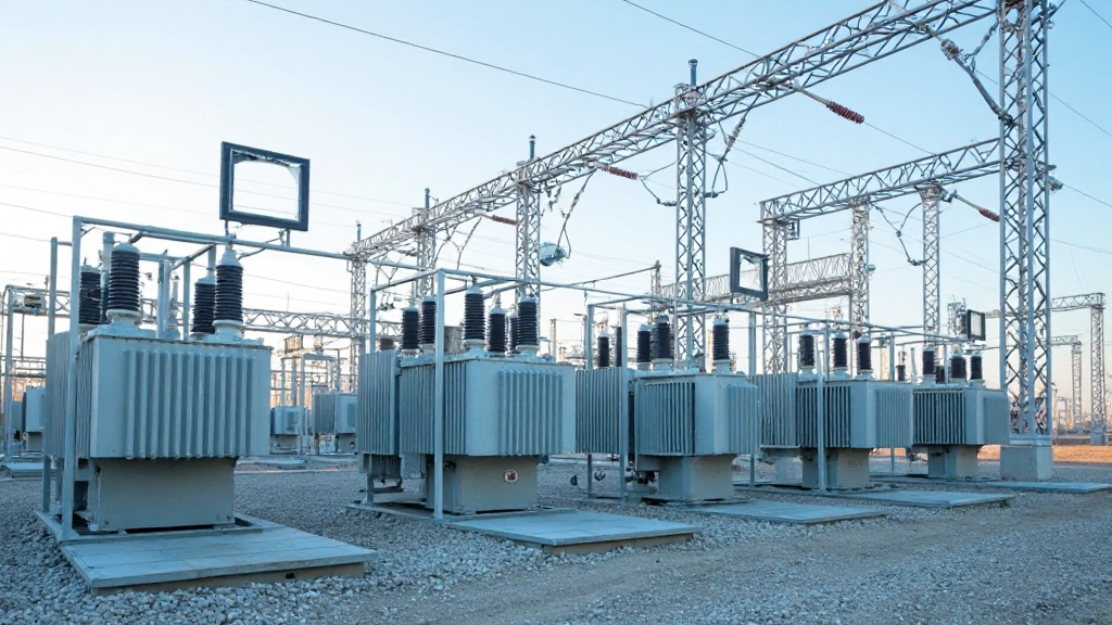 Современная электрическая подстанция с высоковольтным оборудованием