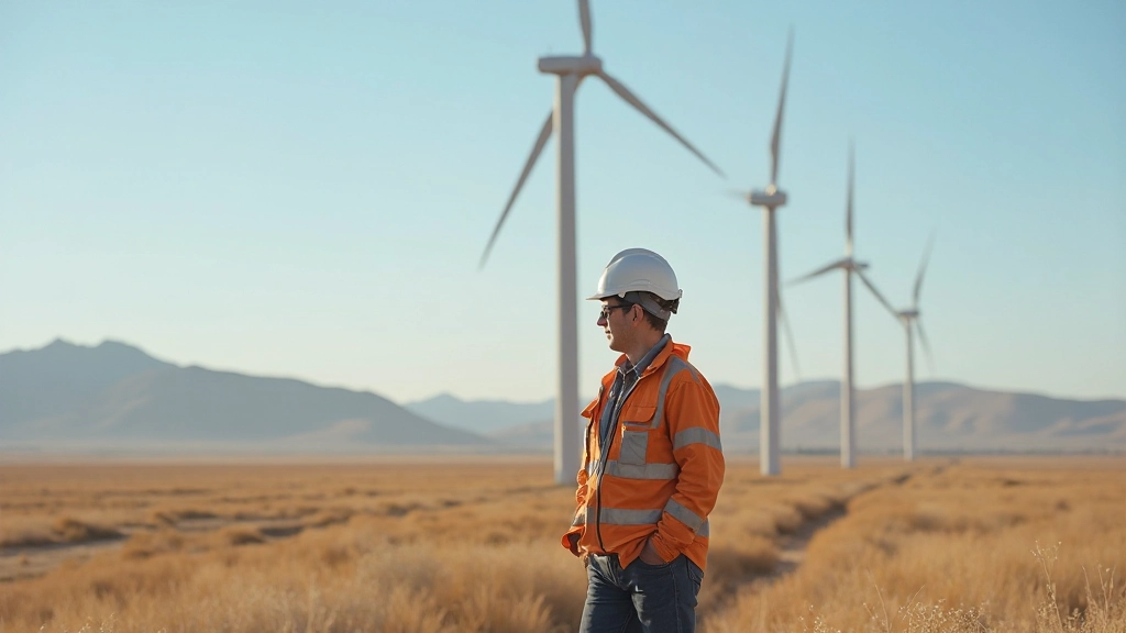 Ветровая электростанция в степном ландшафте Казахстана
